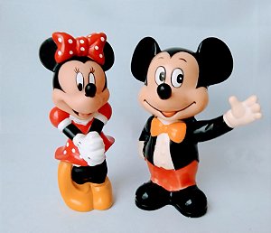 Bonecos de vinil estático Mickey ( cofre) e Minnie, Aprox. 15 cm