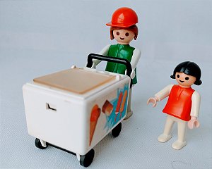 Playmobil Trol /Geobra 1981 sorveteira com carrinho e menina, usados