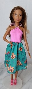 Barbie afrodescendente  27 cm  de pvestido da Barbie fashionistas #59 de 2016, usada