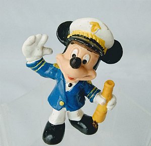 Miniatura Disney Bullyland Alemanha de capitão  Mickey com telescópio 7 cm usada
