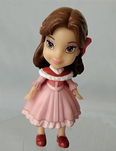 Mini princesa toddler articulada Bela 9 cm de vestido rosa de inverno disney