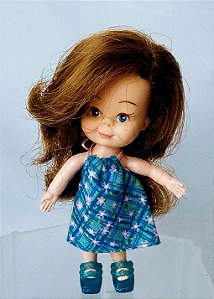 Anos 70 Mini Doll Vivinha cabelo castanho da Estrela ,10 cm