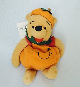 Pelúcia ursinho Pooh Disney abóbora 20 cm tipo bean bag ,usada