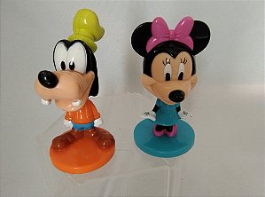 Bonecos Disney bobblehead Pateta e Minnie, promocionais Cartões Visa 2003, 7 cm