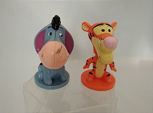 Bonecos Disney bobblehead  Tigrão e Eeyore, promocionais Cartões Visa 2003, 7 cm