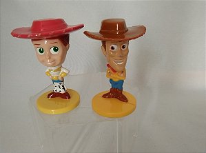 Bonecos Disney bobblehead  Woody e Jessie do Toy Story, promocionais Cartões Visa 2003, 7 cm