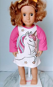Camisola de unicornio marca My Life que serve para American girl e Generation girl