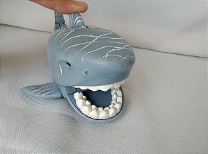 Imaginext, tubarão azul com mandíbula articulada, usado, 23 cm, usado