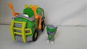 Caminhão de reciclagem  e Rocky com botao para ferramentas da Patrulha canina, Spin Master ,16x12x8 cm