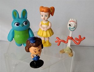 Miniatura  4 personagens (garfinho, Gabby Gabby, Bunny e mrs Giggle Dimple) 4 a 6,5 cm, Toy story 4 Disney Pixar 2019