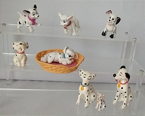 Miniatura Disney, lote de 7 cachorros  (3 articulados, outros estaticos) dos 101 dálmatas -3 a 8 cm