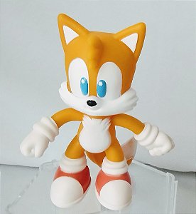 Boneco articulado de vinil Tails do Sonic Sega colecao Habib's, 11 cm