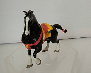 Miniatura Disney Applause 1998,  cavalo preto Khan da Mulan, 10cm comprimento 7,5 cm altura