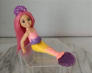Boneca Chelsea sereia cabelos rosa Mattel 15cm