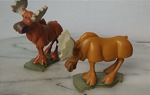 Miniatura Disney alces Rutt e Tuke bobble head de Irmãos urso, col. Nestle 2008, 5 e 6 cm