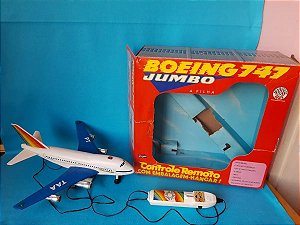 Brinquedo de plástico usado aviao boeing 747 Jumbo RC com cabo