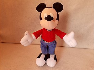 Pelúcia de Mickey Disney que fala ingles ao pressionar a mão, a barriga, nariz, pe - mede 43cm de altura