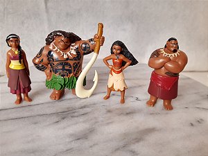 Miniatura de vinil estática de Moana, Maui, Tui e Sina desenho Moana Disney