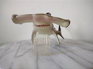 Miniatura de vinil articulado de tubarão martelo preto e cinza marca Chap Mei