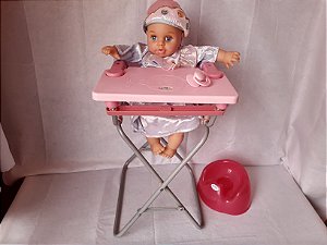 Brinquedo cadeira de alimentação marca Zapf para bonecas baby born, desmontavel (boneca não inclusa ,somente para ilustração))