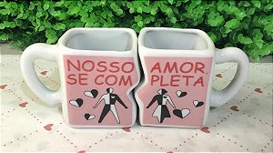 Kit Dupla Café  Nosso Amor se Completa - Quadrado