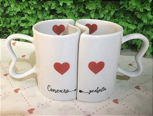 Kit Dupla Lua GG Café "Conexão Perfeita " Corações vermelhos