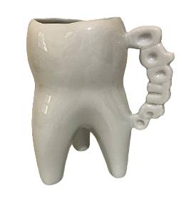 Caneca Dente Molar Branca Alça Odonto