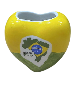 Coração Porta canetas Estampa Brasil