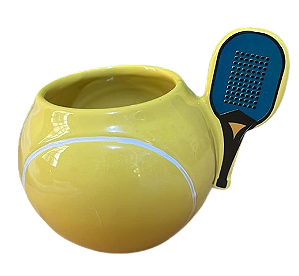 Caneca Bola de Tênis Amarelacom Alça Raquete