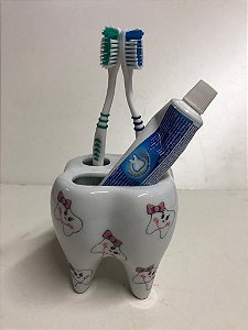 Porta Escovas e Pasta de Dente Dentinhos Femininos