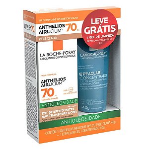 La Roche Posay Kit Anthelios Airlicium Cor Clara FPS 70 40g Protetor Facial + Effacler Gel de Limpeza Concentrado 40g