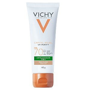 Vichy Capital Soleil Purify Protetor Solar Facial FPS70 Cor Clara 40g