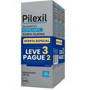 Megalabs Pilexil Kit Shampoo Anticaspa Oleosa 150ml com 3 Unidades
