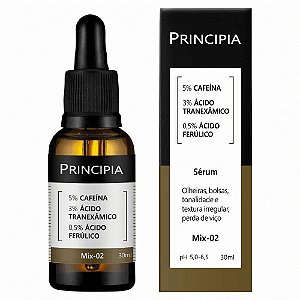 Principia Sérum Skincare  Anti Olheiras e Manchas 5% Cafeína + 3% Tranexâmico + Ferúlico Mix-02 Com 30ml