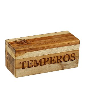 Porta Tempero em Madeira 24x10x10cm 7064 F. Santana