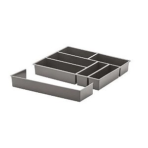 Organizador de Talheres Gavetas C/Extensor Cinza 40x33x6,5