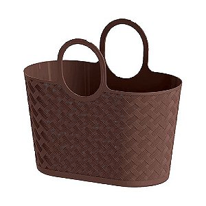 Bolsa Rattan De Plástico Com Alça  Praia Feira Mercado 25 L