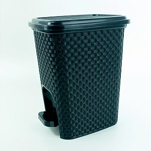 Lixeira 7 Litros Rattan Preta Com Pedal Montada 25738 Arqplast