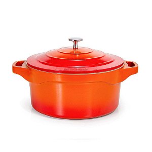 Caçarola Le Cook Premier Laranja 24Cm 4,5L Com Pegadores de Silicone LC1803 Houseware