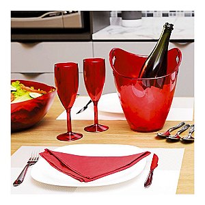 Taça Para Champagne Gold 300ml Vermelho Translucido UZ152VM UzUtil