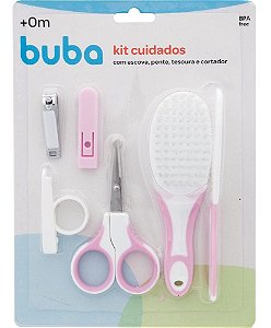 Kit Cuidados e Higiene Bebê Pente Escova e Cortador Rosa