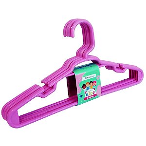 Cabide Infantil 5 Pçs Rosa Reforçado 28x14cm Trioplast