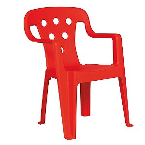 Cadeira Poltroninha Infantil Educativa de Plástico Vermelha