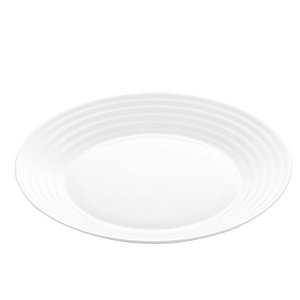 Prato Para Sobremesa de Vidro Opalino Harena Branco 19cm