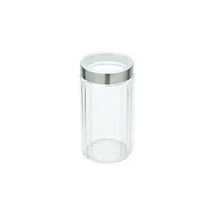 Pote de Vidro Organizador 1,6L C/Tampa Inox e Visor Acrílico