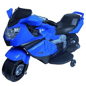 Mini Moto Elétrica Infantil Azul Com Luzes e Som