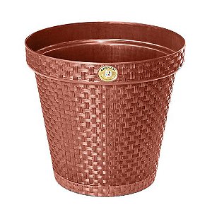 Vaso Redondo Rattan Terracota 27,5 Cm 10 Litros Marrom 25821PM Arqplast