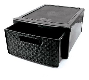 Gaveteiro Organizador Modular Rattan Multiuso Preto 7,9 L