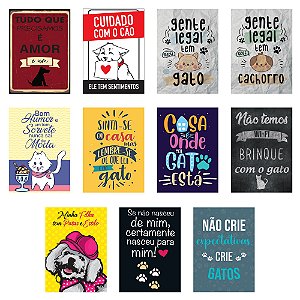 Jogo 11 Placas Decorativas Animais Modelo 2 em MDF 19x28,5cm