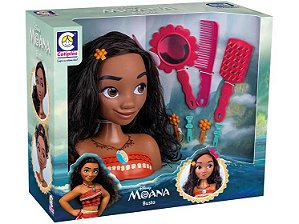 Boneca Busto Da Moana Disney Infantil C/ Acessórios Penteado